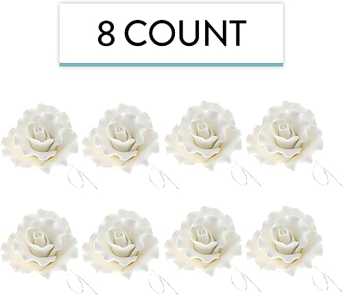 Miniatura 3 de Global Sugar Art Flor de pastel de azúcar blanca rosa australiana, 8 unidades por Chef Alan Tetreault