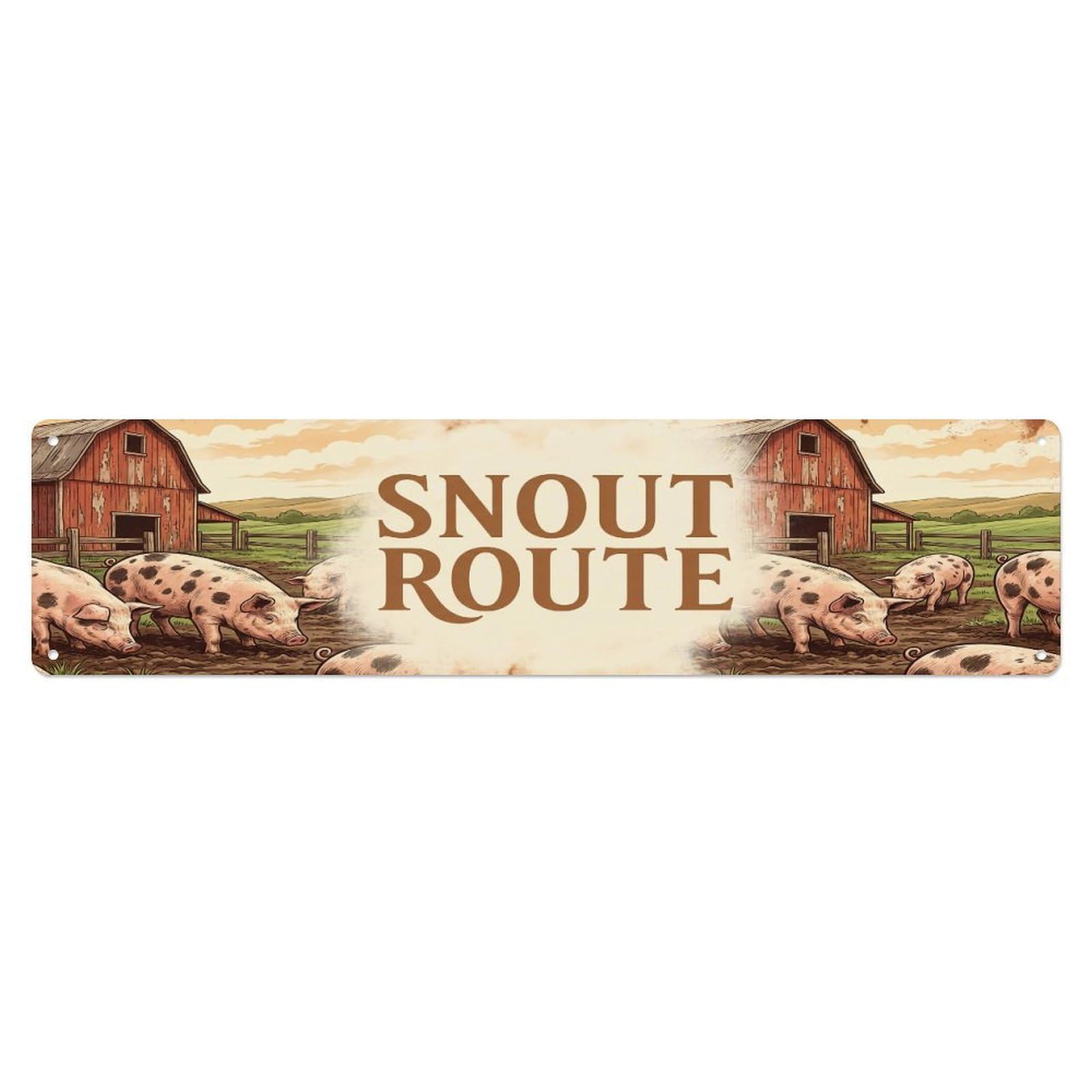 Vintage Barn Snout Pig Farmhouse Funny Pig Backyard Farm Metal Tin Sign Plaque Wall Decor for Cafe, Club, Garden Metal Poster 4x16Inch