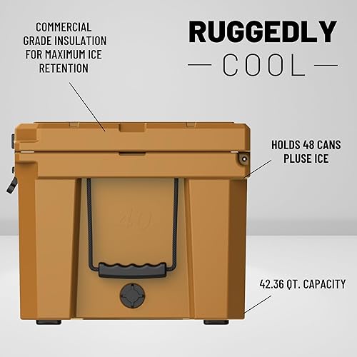 Miniatura 3 de CAMP-ZERO Baúl de hielo duro de 40L-42 cuartos de galón, perfecto para bebidas, playa, picnic, canotaje, caza, campamento y viajes, con 4 portavasos