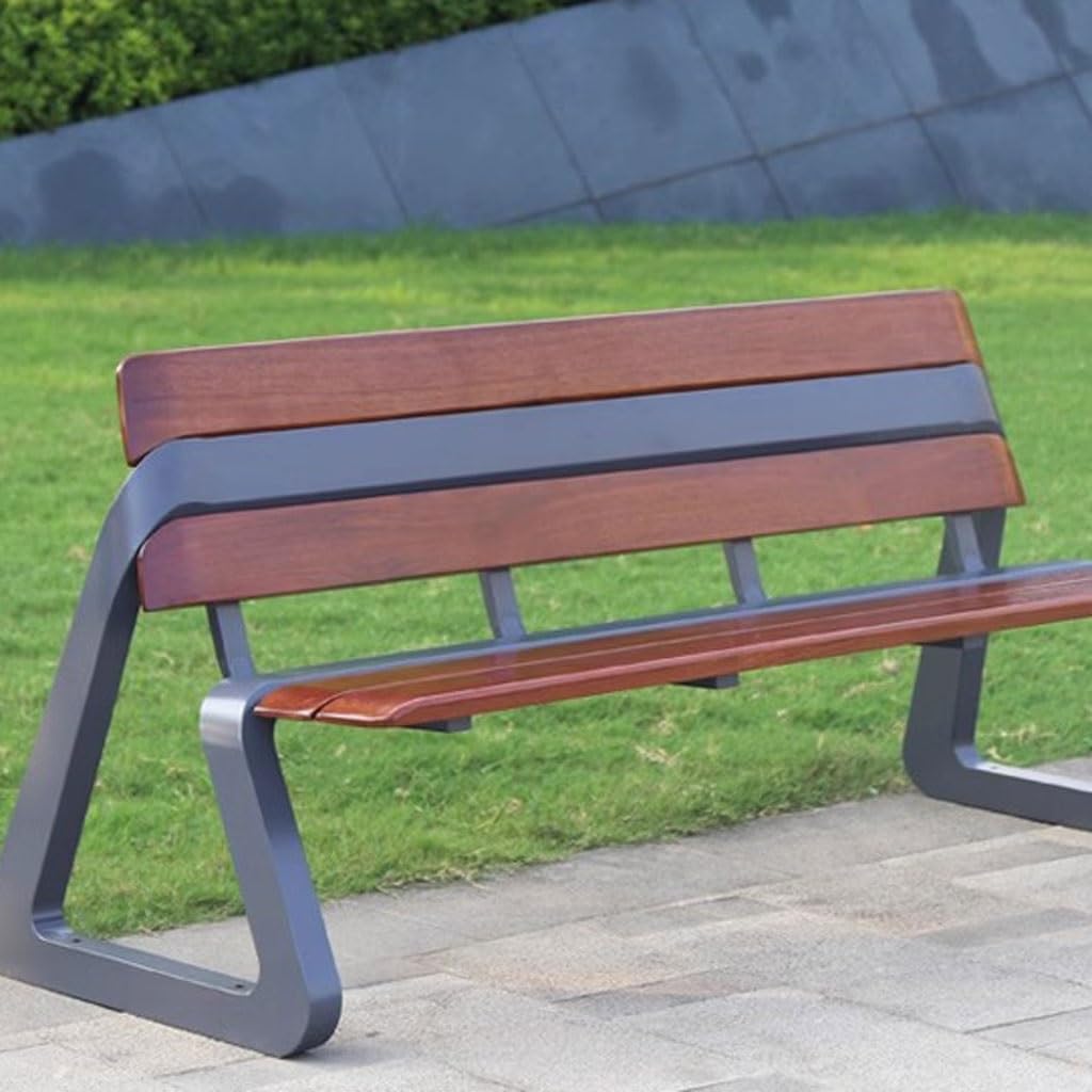 Outdoor Bench,Stainless Steel Seat Community Double Back Garden Square Chair Benches for Outdoors