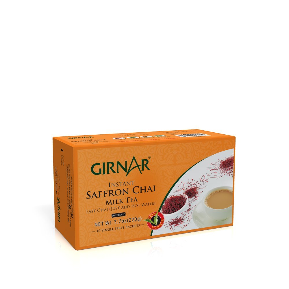 Girnar Instant Cardamom Saffron Tea Premix - 140g Quick Brew Indian Tea