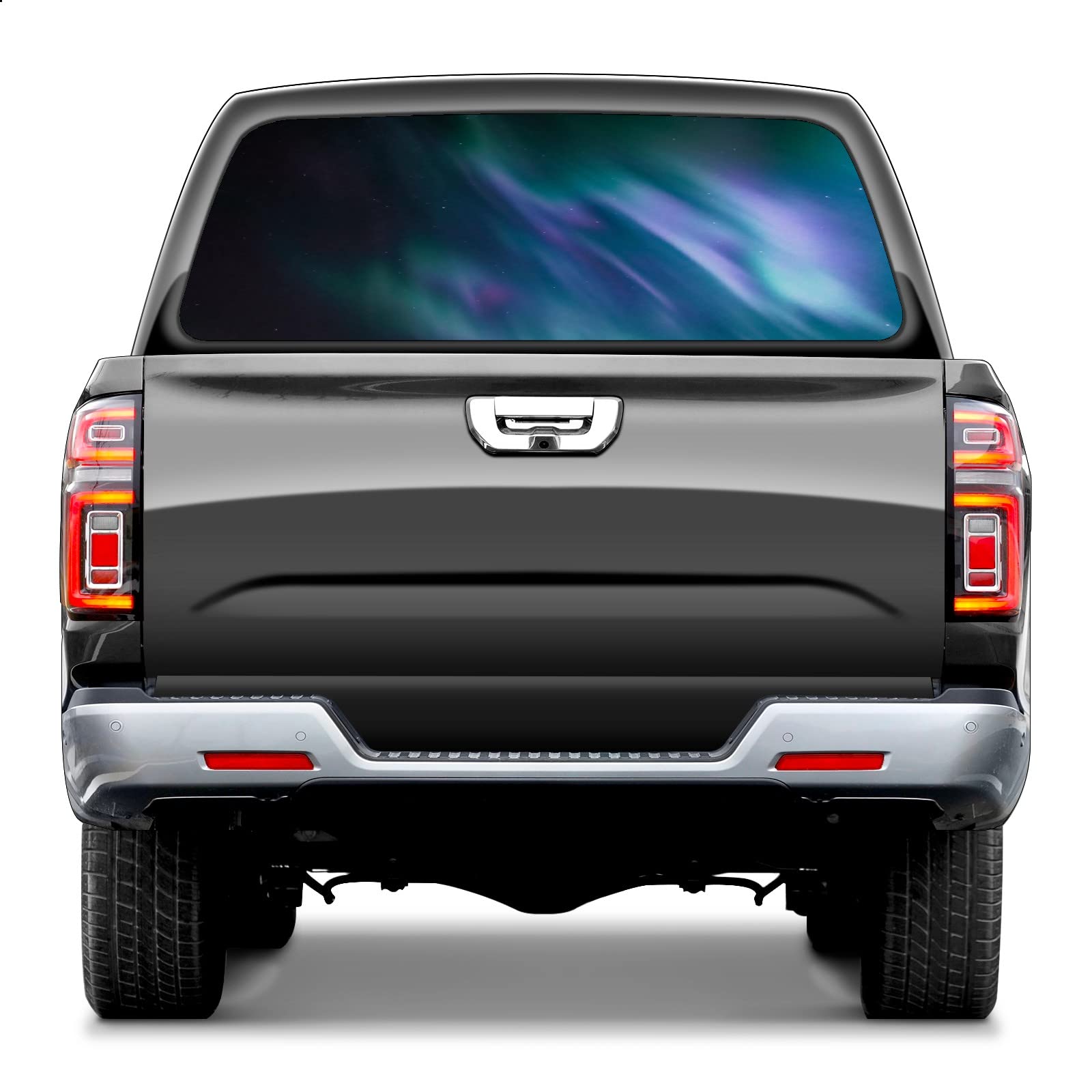 Qqydzsw Green Gadgets Car Pickup Truck Accessories,Rear Window Decal For Trucks, Aurora Northern Lights Night Sky Pickup Car Window Stickers 65*22 Inch Truck Back Window Perforated Vinyl Window Film Decal