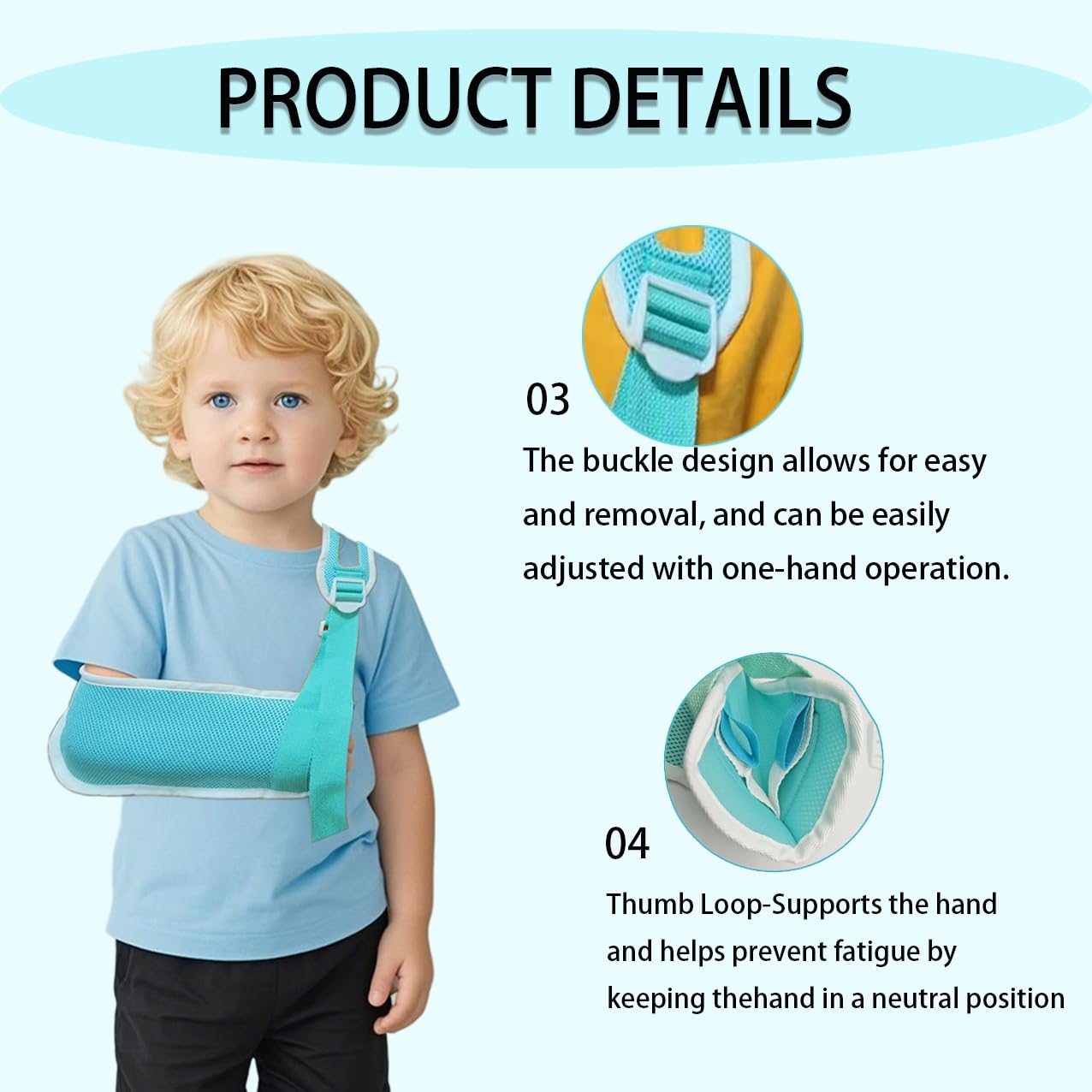 Fascia per braccio traspirante per bambini, stabilizzatore di supporto per lesioni al polso/gomiti/spalle, si adatta perfettamente sia alla mano sinistra che alla destra (blu, S)