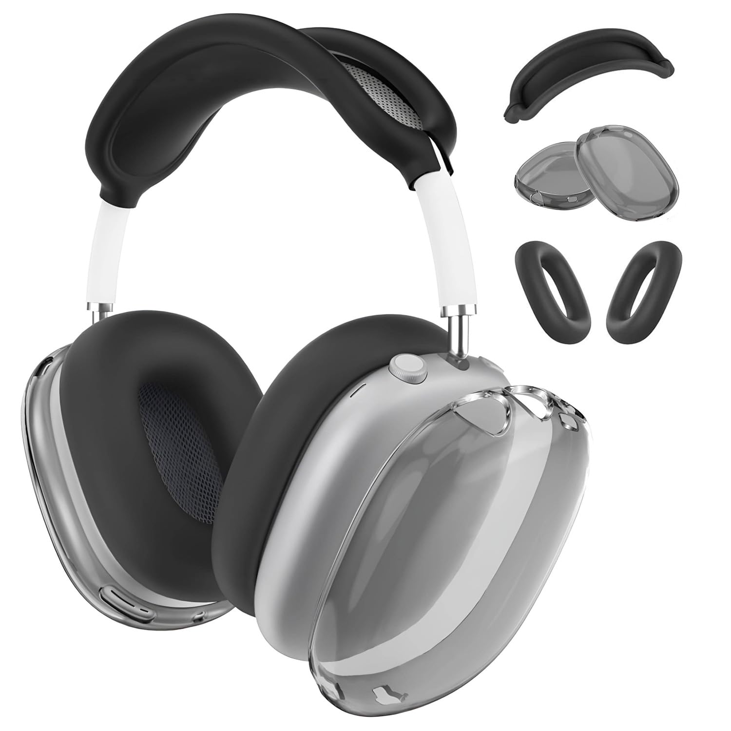 MMOBIEL Protective Kit for AirPods Max – Clear Soft TPU Ear Cup Covers, Silicone Ear Pad & Headband Protector – Anti-Scratch, Sweatproof & Comfortable