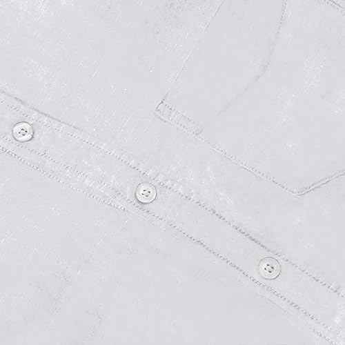 Miniatura 5 de Camisas de lino de manga larga para hombre, camisa casual sin cuello, cuello alto, camiseta de verano, camisas de manga larga, casuales, M-3XL