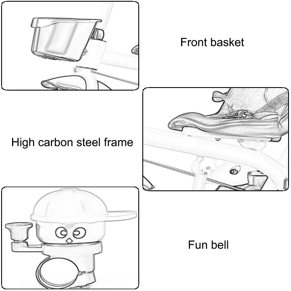 Tricycle Trike, Titanium Air Wheel Multipurpose Children's Tricycle, Outdoor Tricycle for 2-5 Year Old Babies, 60x76x34cm (Color: White)