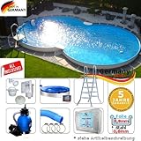 Sandfilteranlage, Edelstahlleiter, Abdeckplane, Bodenvlies, Anschluss-Set, Filtersand.