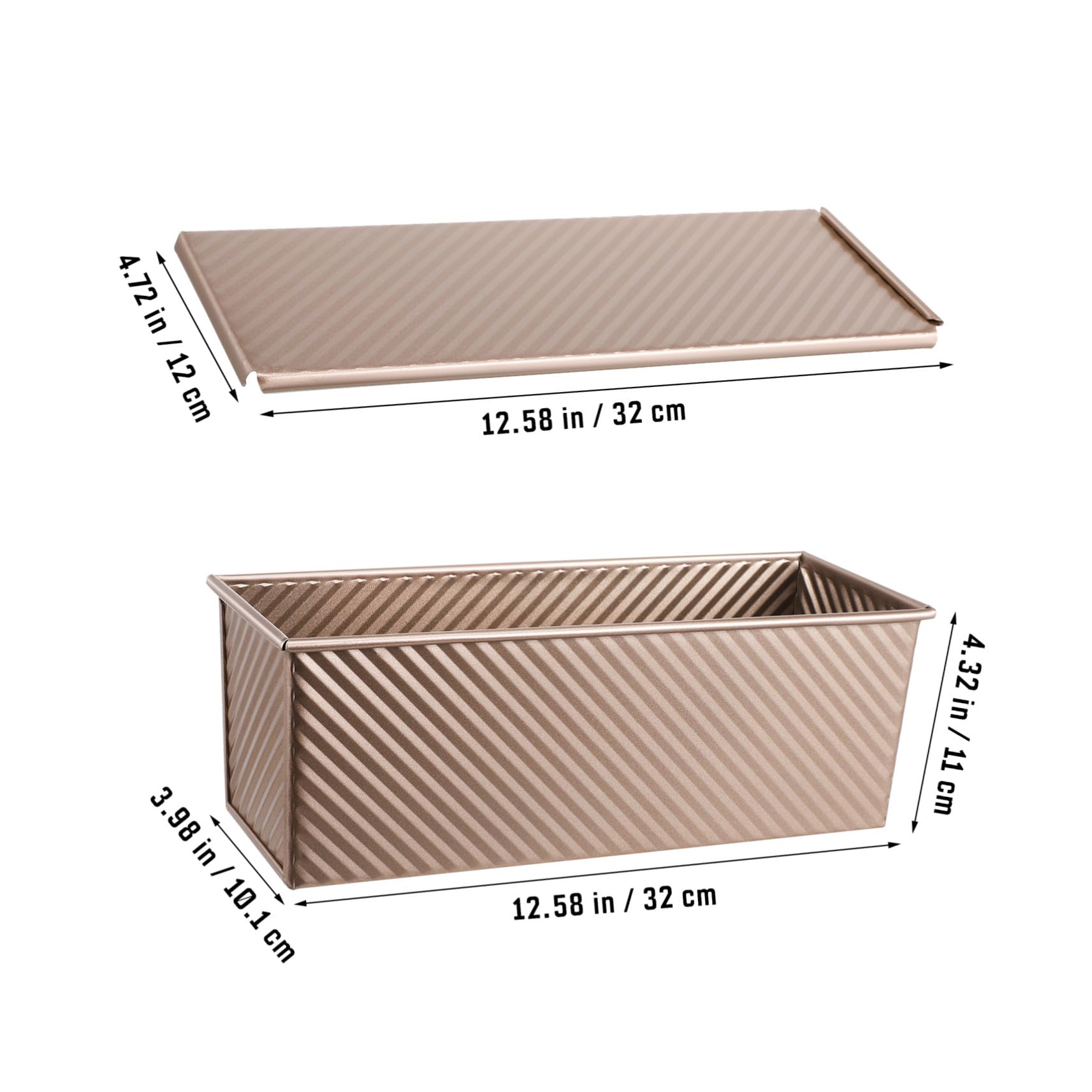 Toyvian Moule à Acier Carbonné avec Couvercle Glissant Moule Mie Long et Ondulé pour Boulangerie et Gâteaux Antiadhésif et Résistant Chaleur