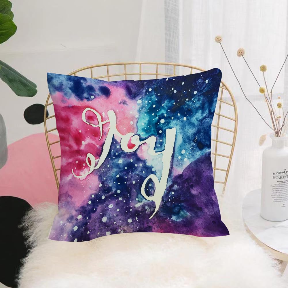 HYOSXW Cushion Cover,Throw Pillow Case Home Decorative for Living Room Bedroom Sofa Chair 16X16 Inch,Korean text on watercolor nebula galaxy background,Pillowcase 40X40cm