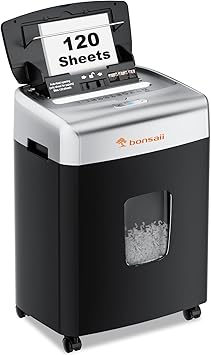 Bonsaii Paper Shredder for Office, 120-Sheet Autofeed Heavy Duty Shredder