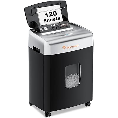Bonsaii Paper Shredder for Office, 110-Sheet Autofeed Heavy Duty Shredder for Home Office Use, 30 Minutes/Micro Cut/P-4 High Security Level/6 Gallon Large Bin