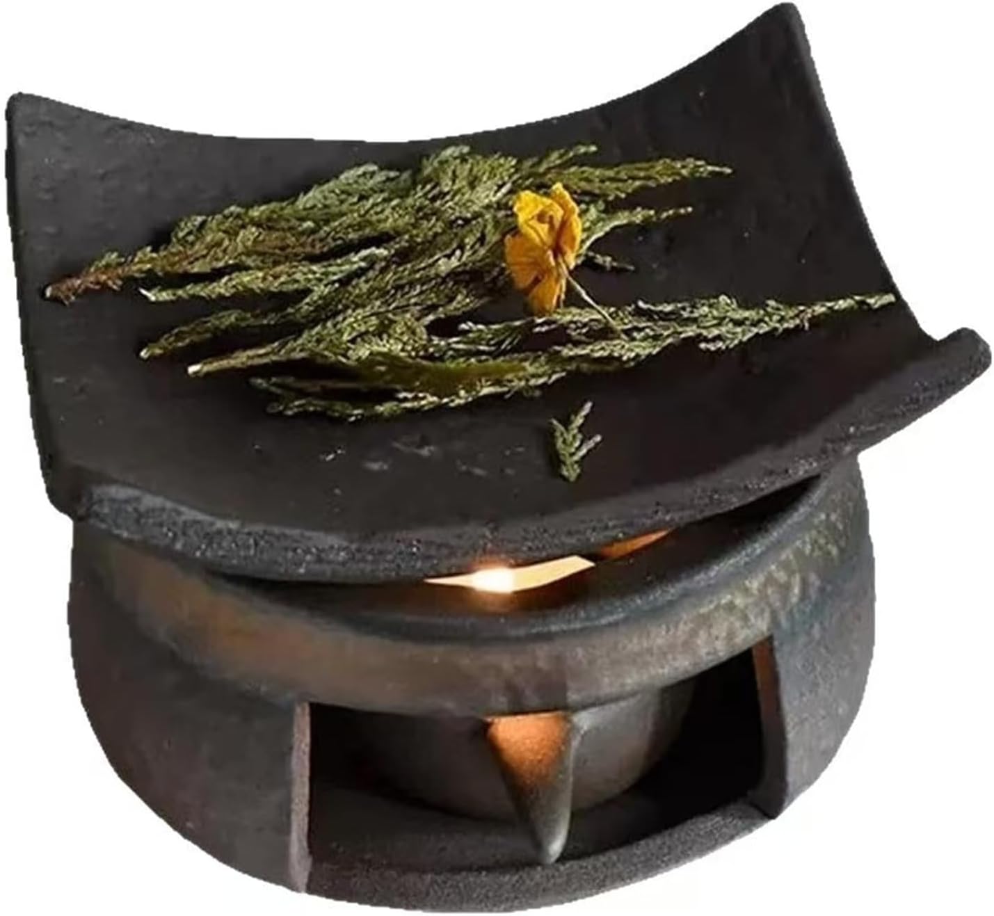 Handmade Ceramic Aromatherapy Stove, Zen Essential Oil Burner, Tealight Candle Holder, Incense Warmer, for Tea Light Candles, Home Office Meditation