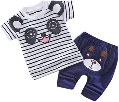 Ouneed Bebe Garcon 0 24m Ete Ensemble Panda Motifs Haut Et Shorts 6m Bleu Marin Amazon Fr Vetements Et Accessoires