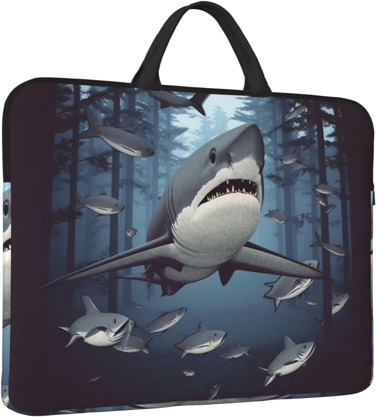 360 Protective Laptop Case 14 inch, Funny Sharks Design Laptop Sleeve with Handle Shockproof Computer Bag Waterproof Traveling Computer Cover Notebook Case Briefcase Gifts for Men Women image 2