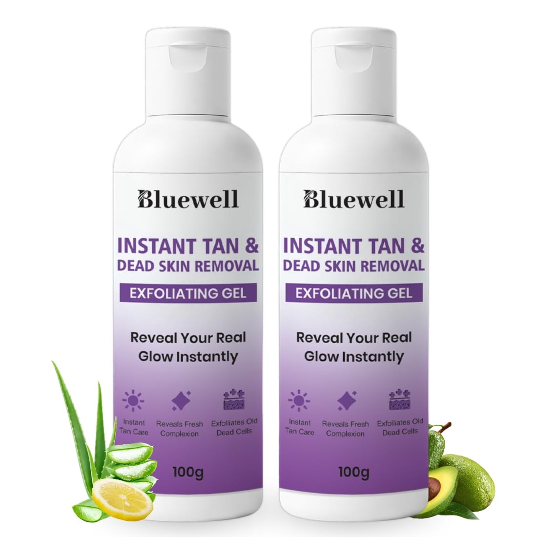 BLUEWELL Instant Tan Removal Exfoliating Gel & Scrub, Detan & Dead Skin Removal for Face & Body, Skin Brightening, 100g Each, Pack of 2-picture-27