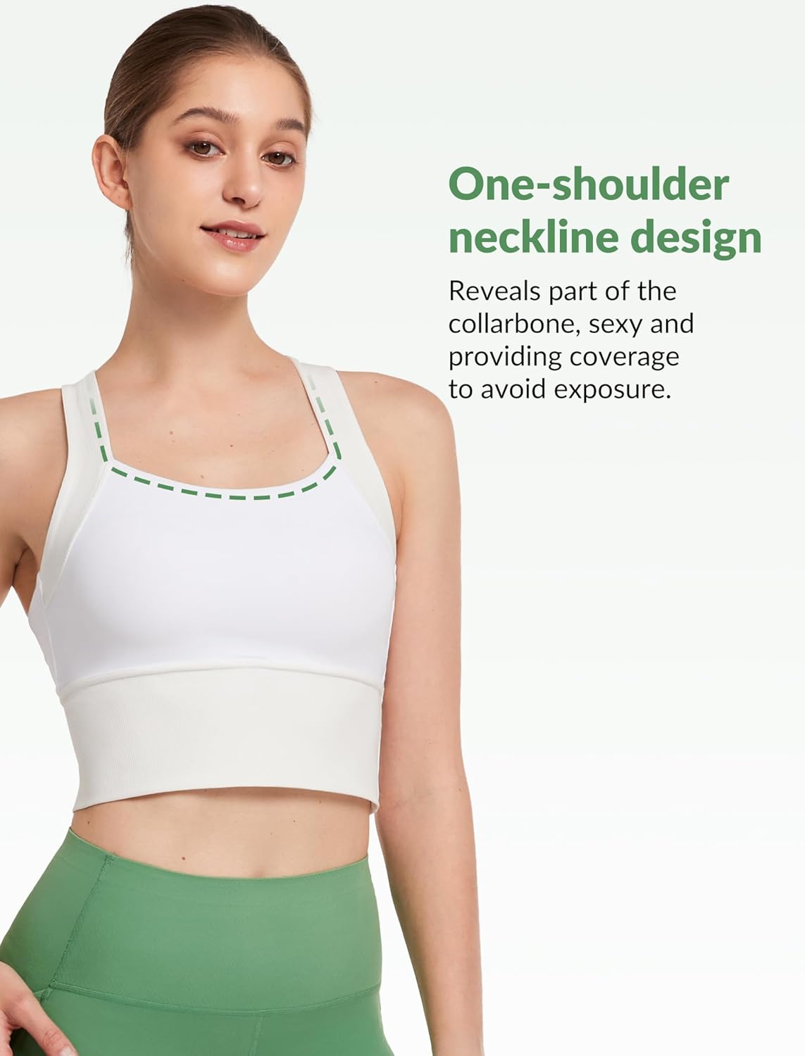 Yvette Longline Cross Strap Yoga Sports Bras for Women Wide High Sides Light Support Cropped Tank Top - Image 2