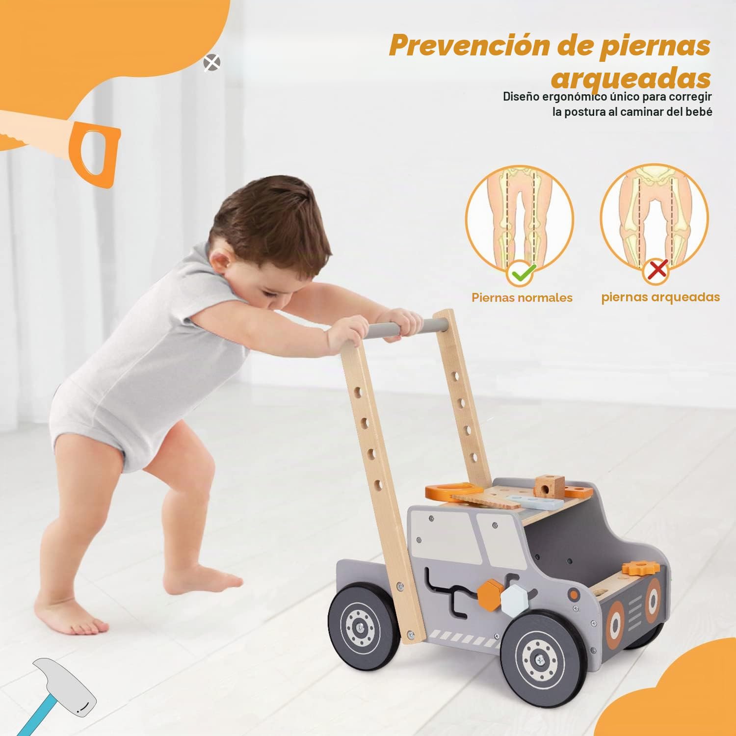 Labebe Andador de Madera, Banco de Herramientas para niños pequeños, Andador de Madera para niños y niñas, Banco de Trabajo Infantil, Centro de Actividades para bebés, Juguetes Montessori para niños