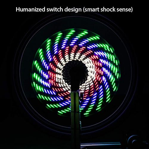 Miniatura 6 de SUNGOOYUE Luces LED para rueda de bicicleta, luces de llantas de ABS impermeables con 64 LED y 30 patrones de cambio para bicicleta MTB (colorido)