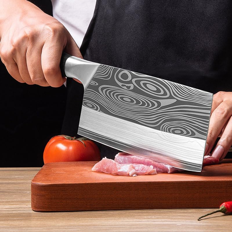 Meat Cleaver,Cleaver Knife 8 Inch Chinese Kitchen Knife Professional 4Cr13mov Stainless Steel Kitchen Knife Chopper Slicer Cooking Cleaver Tool, LAMAJIGA5844