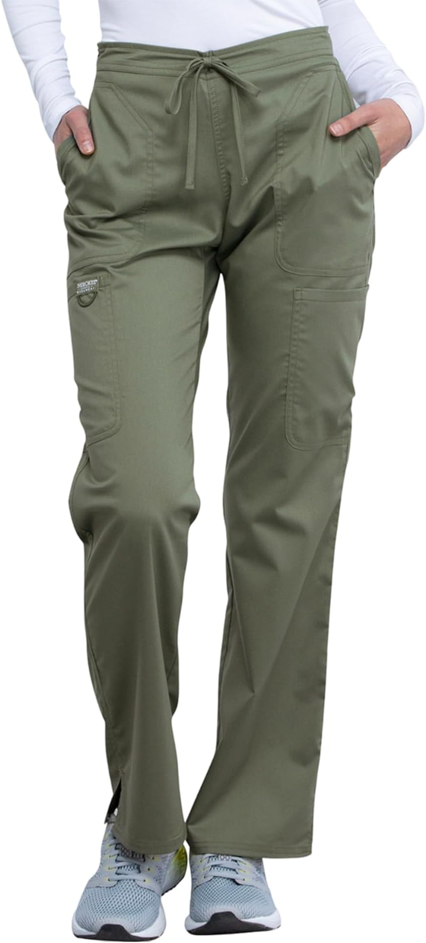 CHEROKEE Workwear Revolution Women's Mid Rise Drawstring Cargo Pant