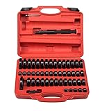 カスタム ブッシュ ベアリング オイルシール 、油圧プレス アタッチメント、 52個のカスタムブッシングベアリング&シールドライバーセット、トランスミッションホイールアクスルベアリングレースインストーラー、シールリムーバー、プレスツールキット(ブルーロッカーセット)