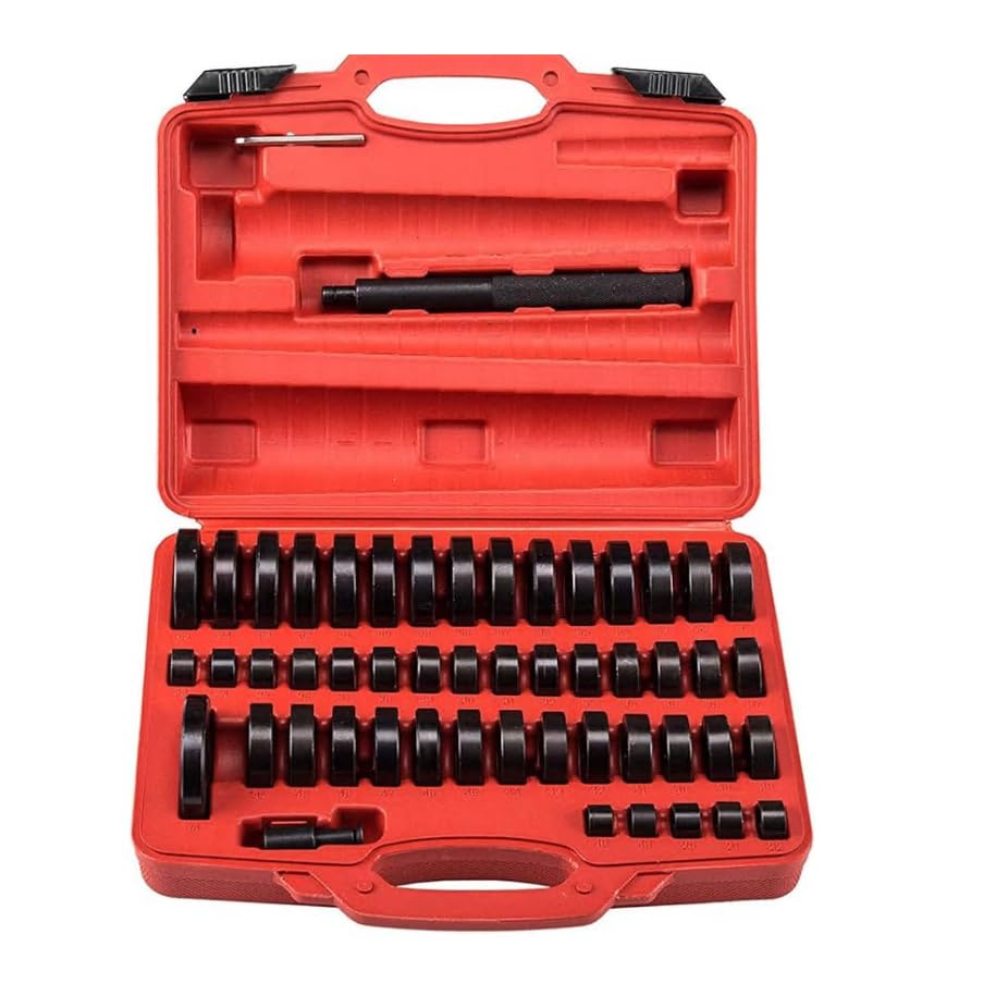 カスタム ブッシュ ベアリング オイルシール 、油圧プレス アタッチメント、 52個のカスタムブッシングベアリング＆シールドライバーセット、トランスミッションホイールアクスルベアリングレースインストーラー、シールリムーバー、プレスツールキット(ブルーロッカーセット)