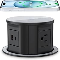 Vista 8 de ANNQUAN Toma de corriente desplegable de 4.75 pulgadas para encimera con cargador inalámbrico de 15 W, 4 tomas, 1 USB-C, 1 USB-A, toma de corriente