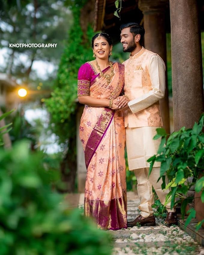 Women's Kanjivaram Soft Silk Saree With Blouse Piece