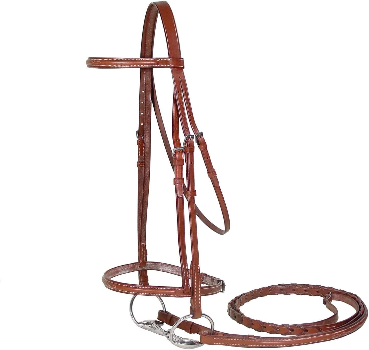 Everyday Raised Fancy Stitched Leather English Schooling Bridle with Laced Reins St. Steel Hardware with 1 Year Warranty.