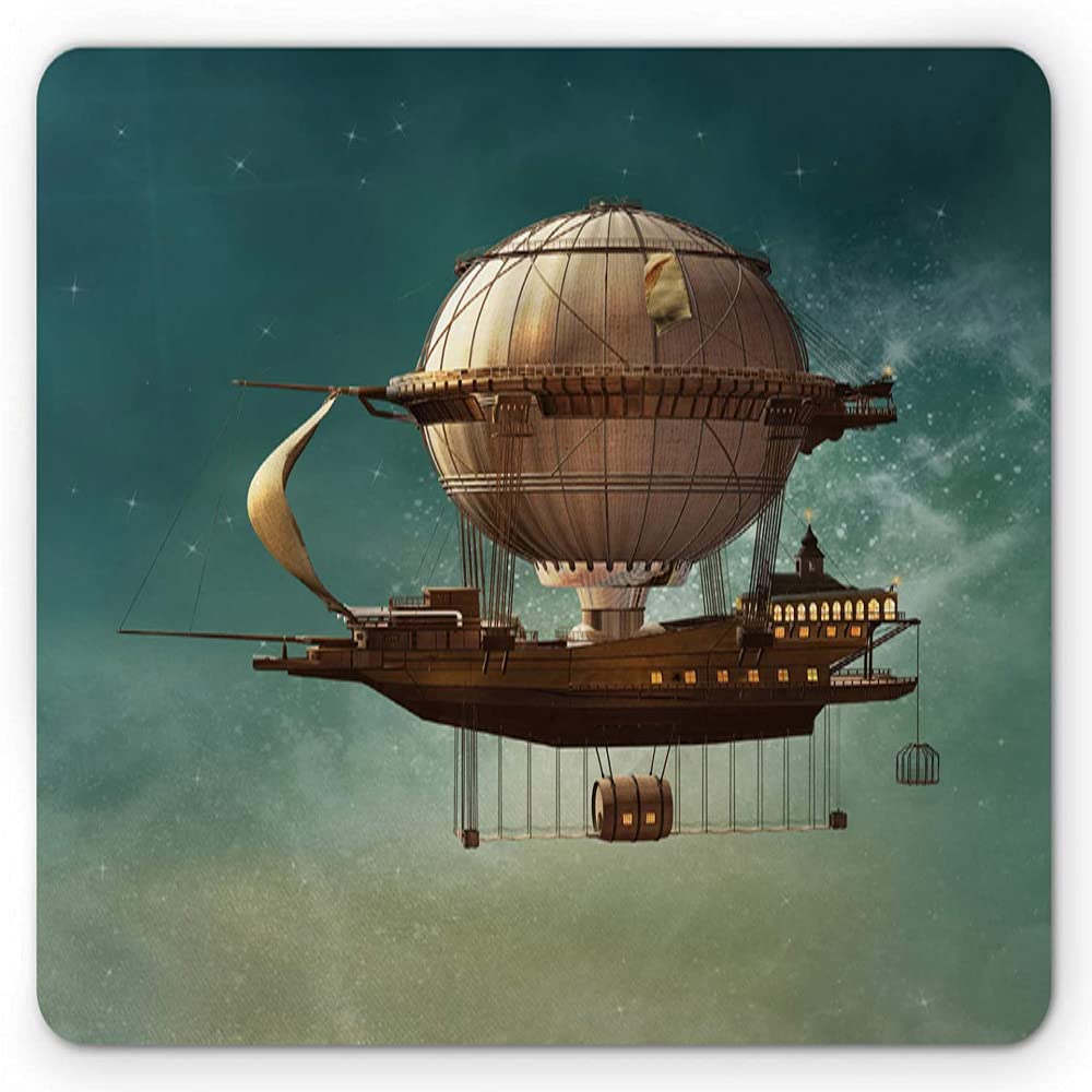 ZAPSurreal Sky Scenery Airship SCI Fi Stardust Space Printed Mouse Pad, Rectangle Mouse Pad, Non Slip Rubber Mouse Pad for Gaming Office Laptop Computer PC