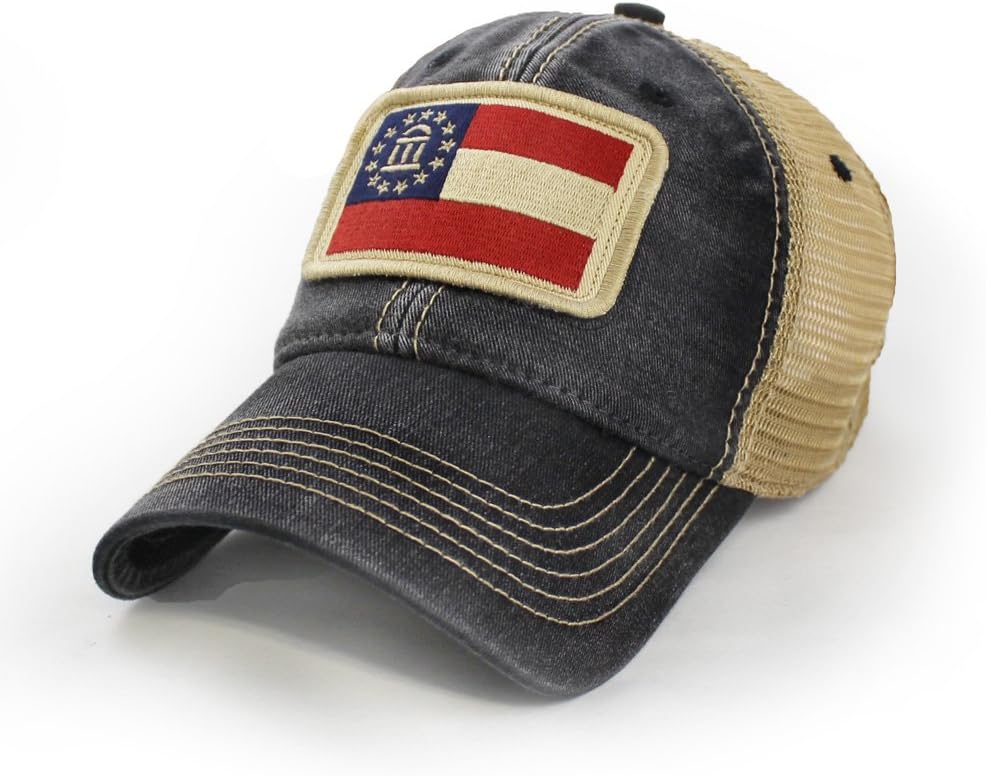 Georgia Flag Patch Trucker Hat, Black