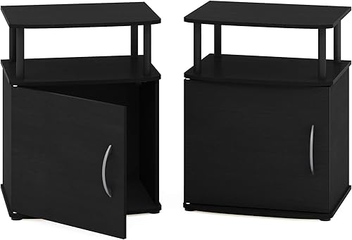 Miniatura 45 de Furinno JAYA - Mesita de noche para sofá lateral con puerta, paquete de 1, nogal Columbia/negro Columbia Nogal/Negro,Ámbar Pino/Negro,Negro -,Roble