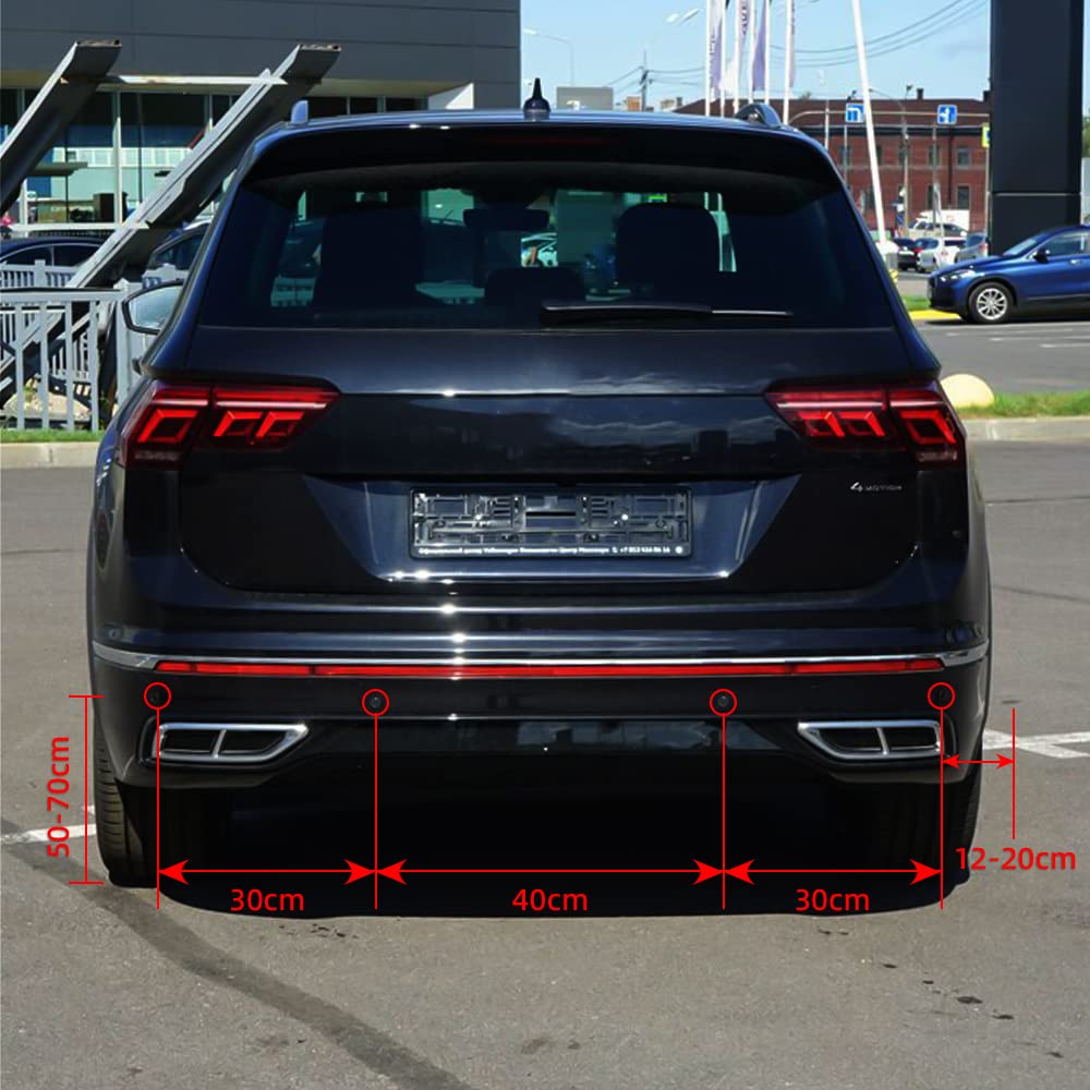 Einparkhilfe mit 8 Vorne Hinteren Parksensoren mit Summer LED-Anzeige (8 Sensoren, Schwarz)