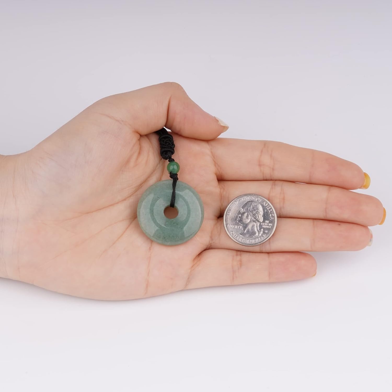 ASGIFT Lucky Coin Crystal Necklace 30mm Round Donut Natural Quartz Protection Pendant with Adjustable Rope Reiki Healing Crystal Stone Spiritual Necklaces for Men Women - Image 8