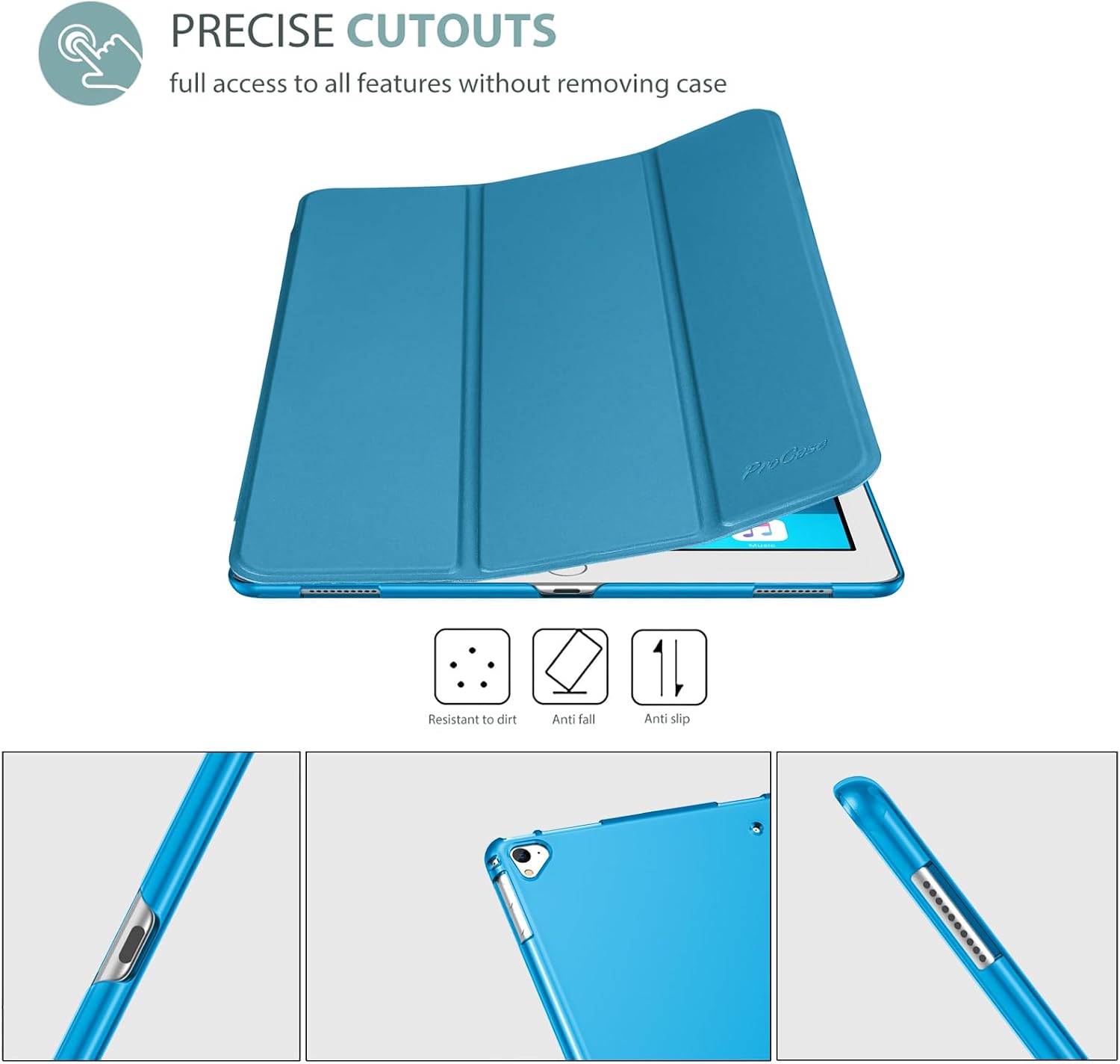 ProCase Smart Case for iPad Pro 12.9 Inch 1st and 2nd Generation (2015 and 2017 Model), Stand Cover Support Auto Sleep/Wake -Lightblue