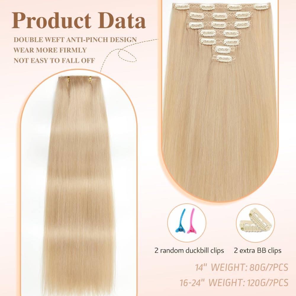 HotLulana Clip in Extensions Echthaar 7pcs 50cm 120g Extensions Echthaar Invisible Clip Extensions Echthaar Remy Echthaar Extensions 20 Zoll Clip Extensions Skin Weft Haarverlängerung 18K#