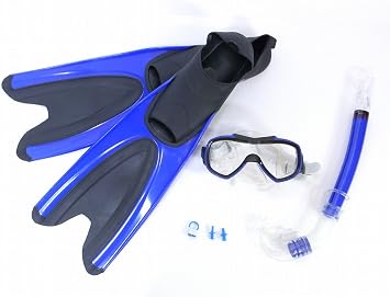 Amazon 軽量 コンパクト 初心者用シュノーケリング5点セット青 フィンmサイズ 24 26cm ダイビング ダイビング用品 スノーケル 石垣 沖縄 宮古島 伊豆 販売 用品 日本ベターリビング シュノーケル 軽器材セット