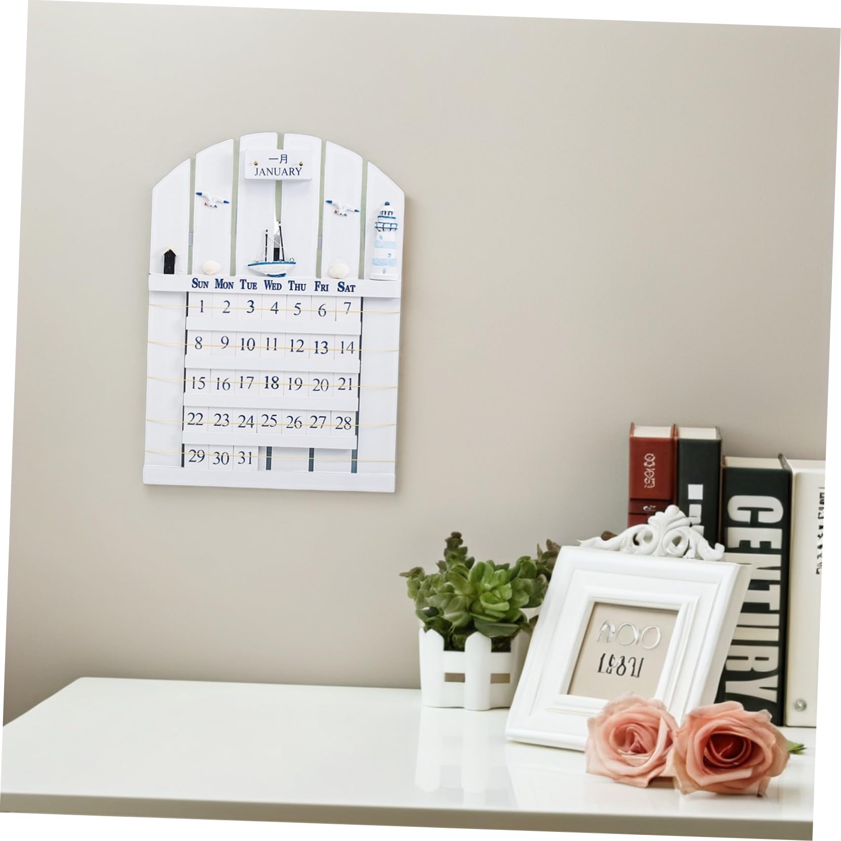 Calendario de Madera Decoración de Pared Funcional Adorno Duradero y Recordatorio de Fecha