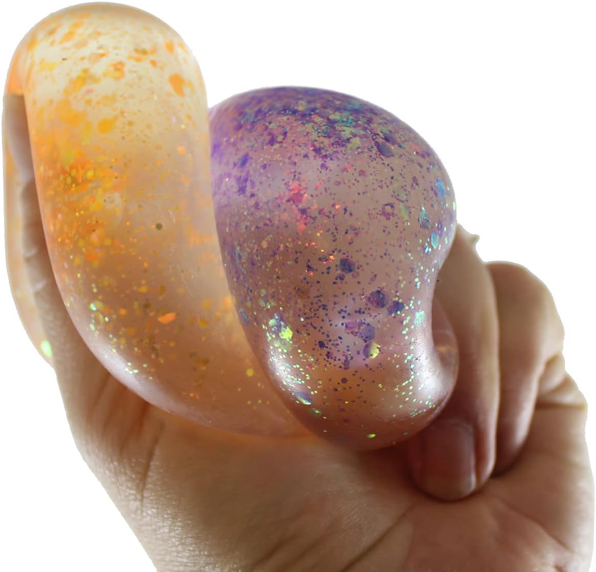 Set of 2 Glitter Sugar Ball -Syrup Molasses Glittery Shimmer Thick Glue/Gel Stretch Ball - Ultra Squishy and Moldable Slow Rise Relaxing Sensory Fidget Stress Toy (Random Colors)