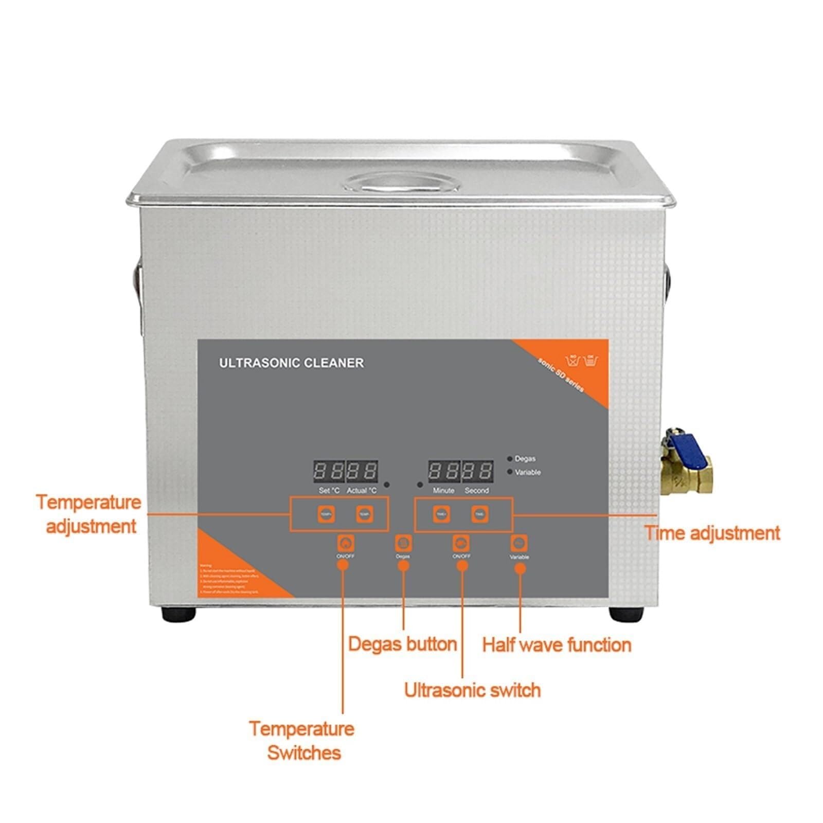 Myjka ultradźwiękowa, Myjka Ultradźwiękowa 10L 240W, Sprzęt Laboratoryjny Do Odtłuszczania I Czyszczenia Części Sprzętu, Regulowana Moc do czyszczenia biżuterii