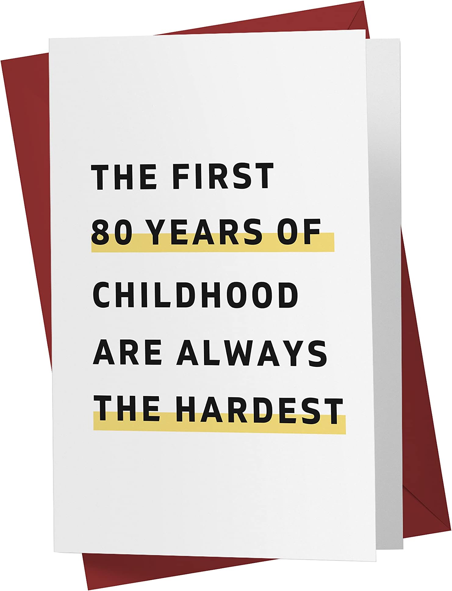 Karto Funny 80th Birthday Card for Men Women - Large 5.5x8.5 inch 80 Years Old Birthday Cards for Him Her - Childhood