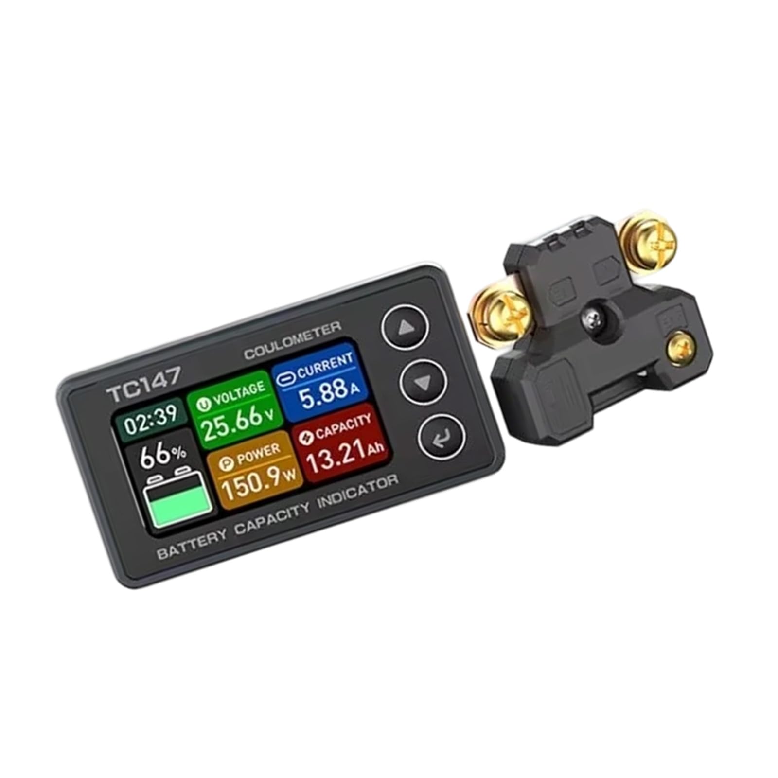 Testeur de batterie multifonction avec mode veille, luminosité automatique pour la puissance actuelle, mesure d'énergie, écran couleur, compteur de batterie Coulomb