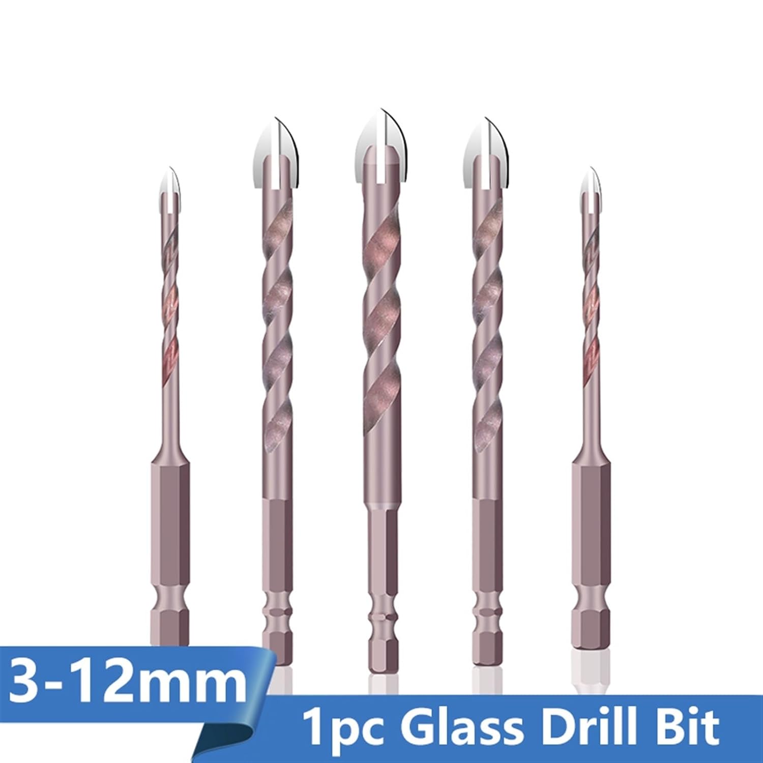 1pcs Tile Drill Bits 3/4/5/6/8/10/12mmm Cross Hex Triangle Bit for Glass Ceramic Concrete Hole Opener Tile Drilling Tool(5mm) DIOBFZFY