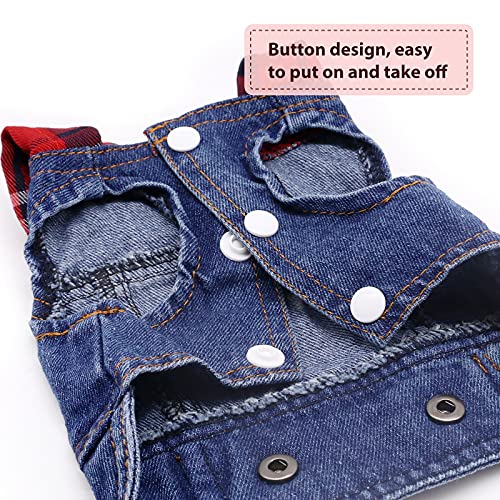 Sild RED HAT-L Pet Clothes Dog Jeans Jacket Cool Blue Denim Coat Small Medium Dogs Lapel Vests Classic Hoodies Puppy Blue Vintage Washed Clothes thumb #2