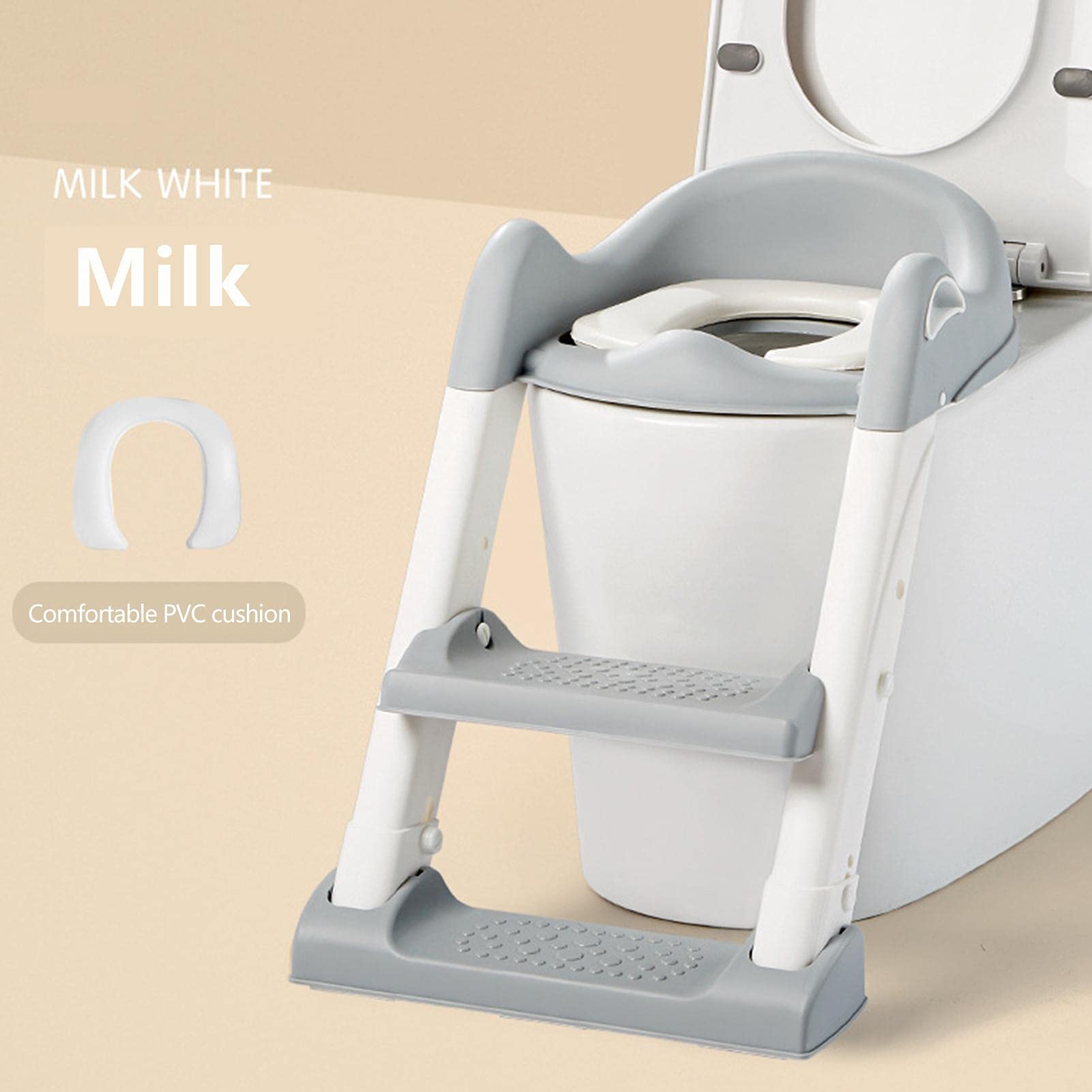 Réducteurs De Toilettes, Toilettes pour Enfants D'escalier, Siège Toilette Enfant avec Escalier, Pliable, Échelle Marches, Gris