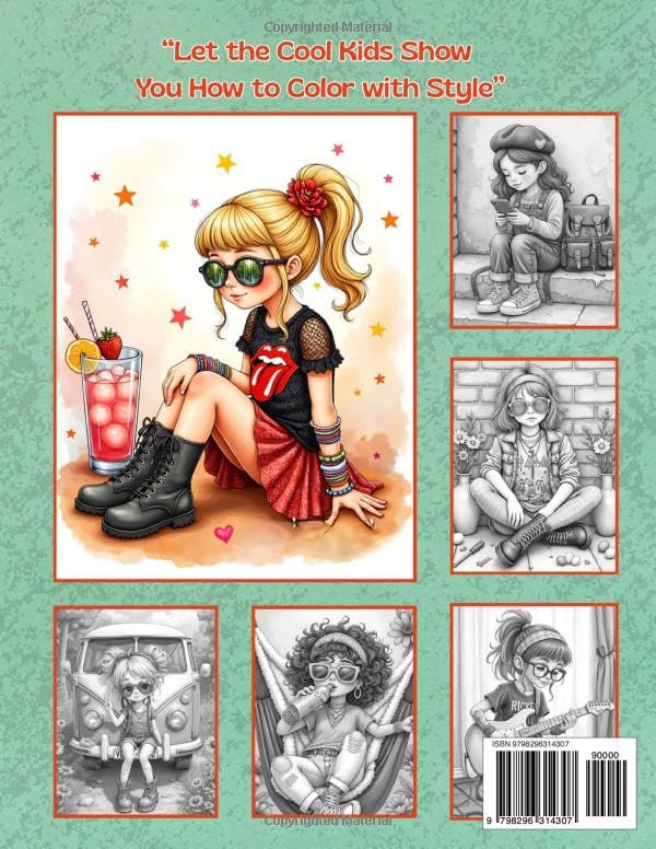 Cool Kids: Grayscale coloring book for adult image 3