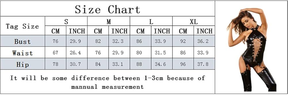 Crubelon Women’s Leather Bodysuit Wet Look Club Jumpsuit Teddy Lingerie (Medium): Clothing, Shoes & Jewelry