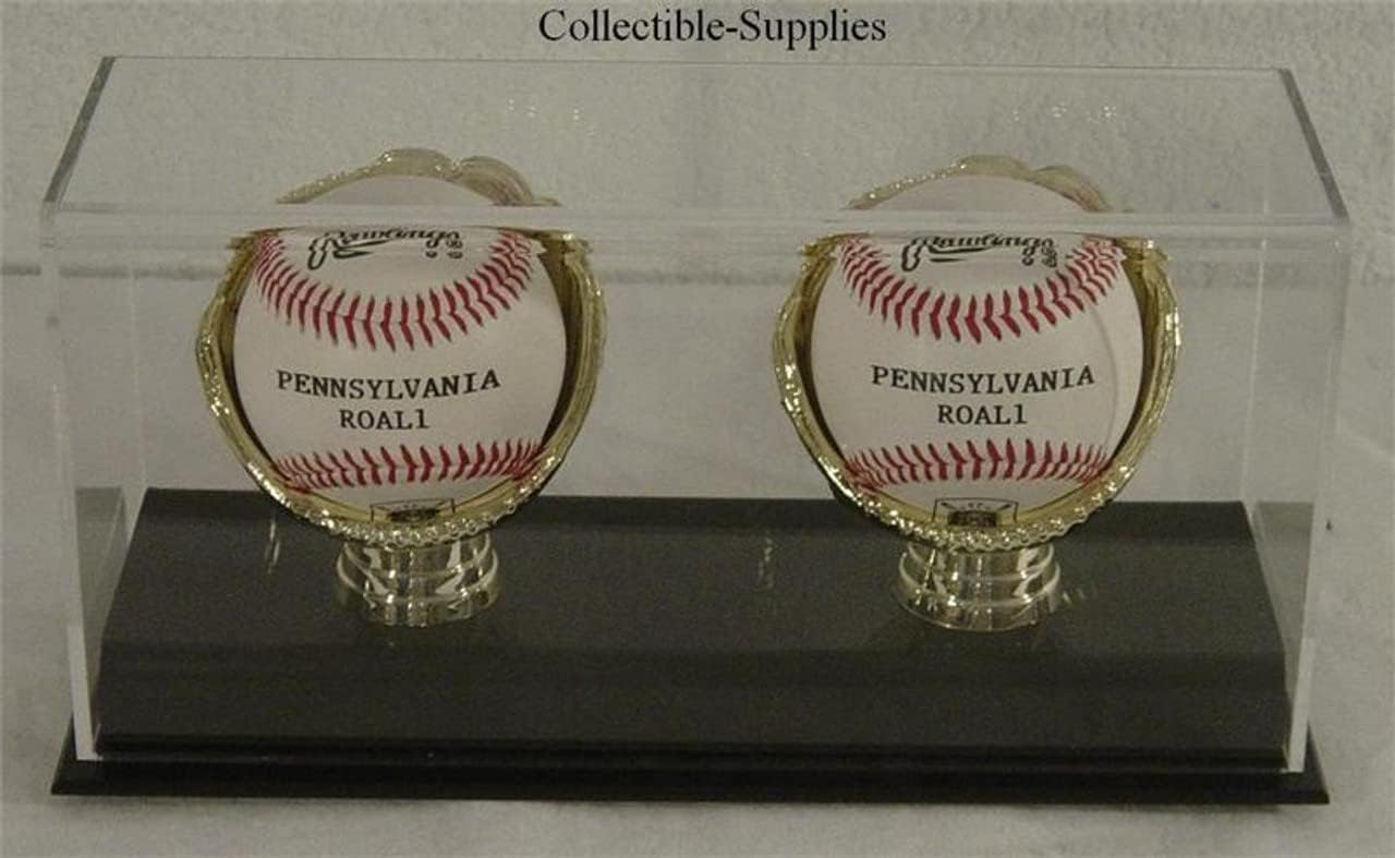 Gold Glove Acrylic Baseball Display Case Holder for Baseballs (1 to 5 Baseballs) (2-Baseball Gold Glove Display)