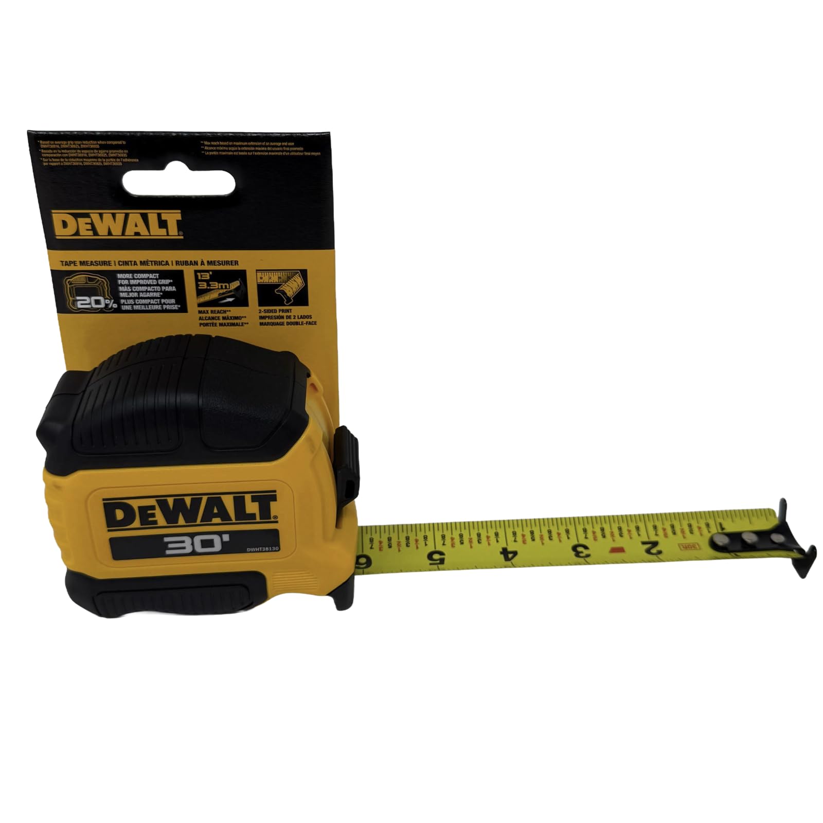 DEWALT, DWHT38130S, Atomic Compact Series, Cinta métrica de 9 m