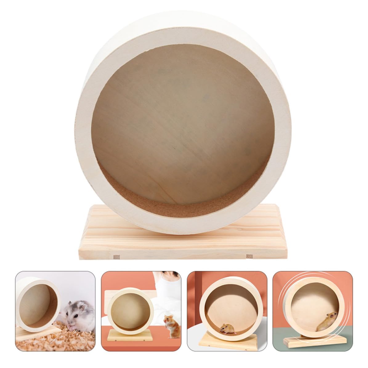 ibasenice Ruota da Corsa Silenziosa Design Mute in Legno Supporto Robusto per Esercizio Sano e Divertente per Criceti e Porcellini D'india in Casa